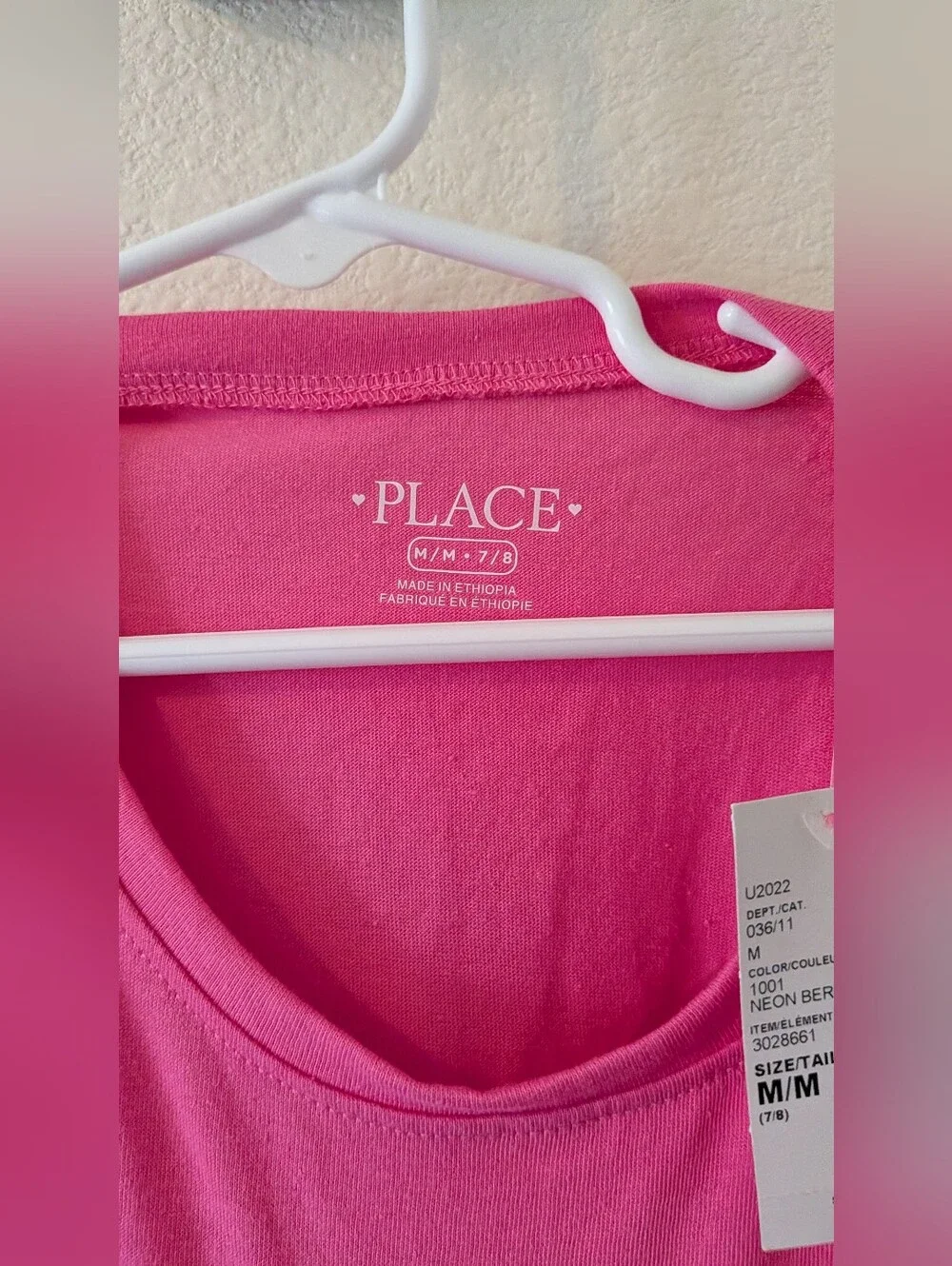 Children’s Place Girls 7/8 Neon Pink Tie Front Tee NWT